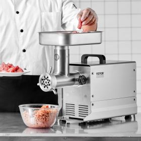 Commercial Electric Meat Grinder 5 Lbs/Min Sausage Stuffer Maker Kitchen (Option: Silver)