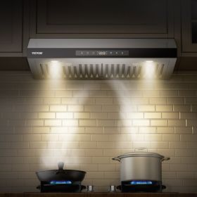 30' Under Cabinet Range Hood Vent Hood 900CFM Gesture & Touch Control (Option: Silver)